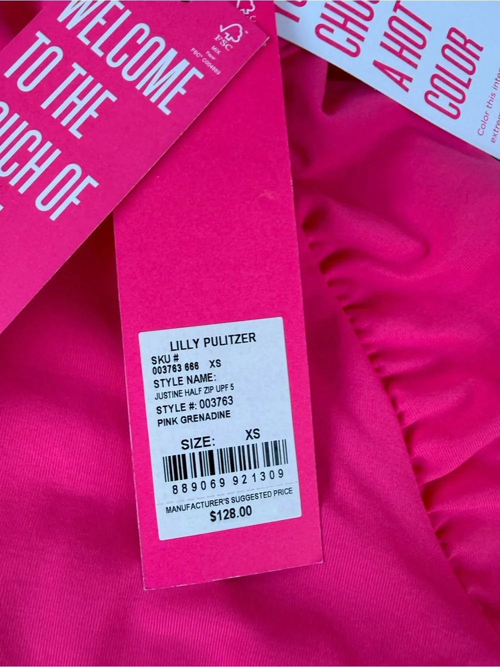 Lilly Pulitzer UPF 50+ Luxletic Justine XS Pink Grenadine Half Zip Pullover NWT